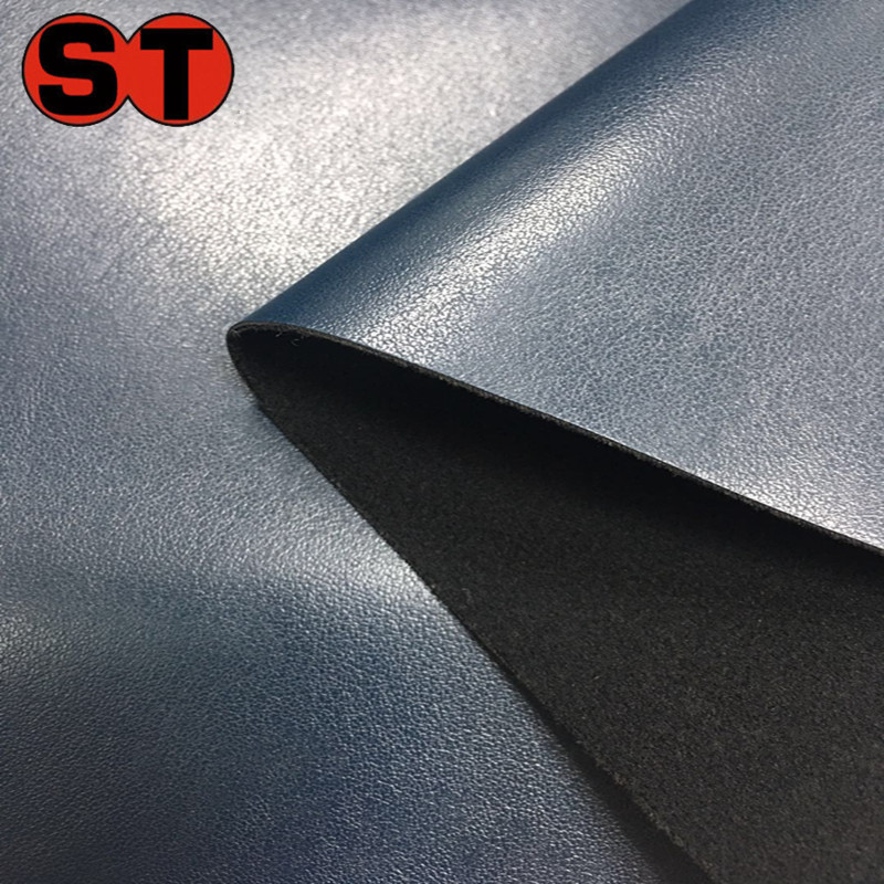 蓝色经编圈绒防静电PU革/导电PU人造革/导电手套革