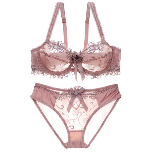 Thin Lace Bra European and American Sexy Mesh Transparent Women's Underwear Bra Set 9160 One Piece Dropshipping
