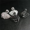 Silver needle, zirconium, swan, elegant earrings, cute accessory, Korean style, silver 925 sample