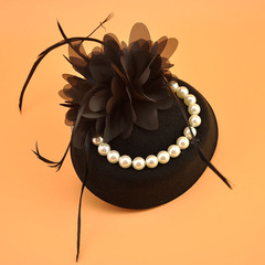 英倫禮服帽女宴會飾品復古花朵空姐帽民國風舞會髮飾新娘網紗頭飾