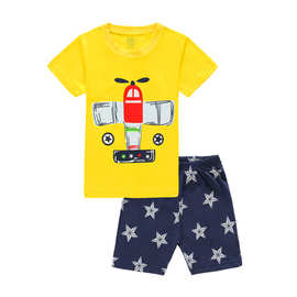 男孩短袖卡通飞机家居服童装春夏夏款套装空调服睡衣K206