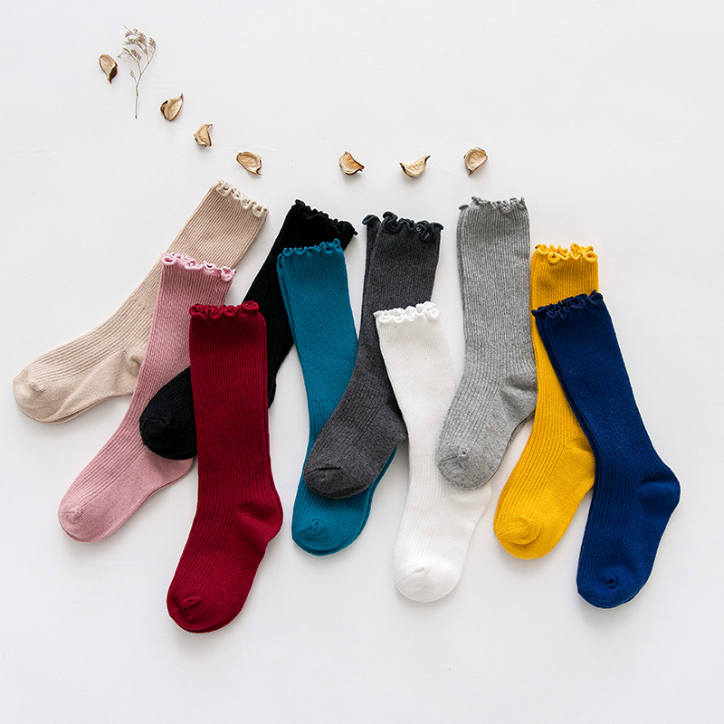 L629 new pattern Autumn and winter children Piles of socks Cotton socks Wood ear baby Medium hose children Stockings Baby Socks