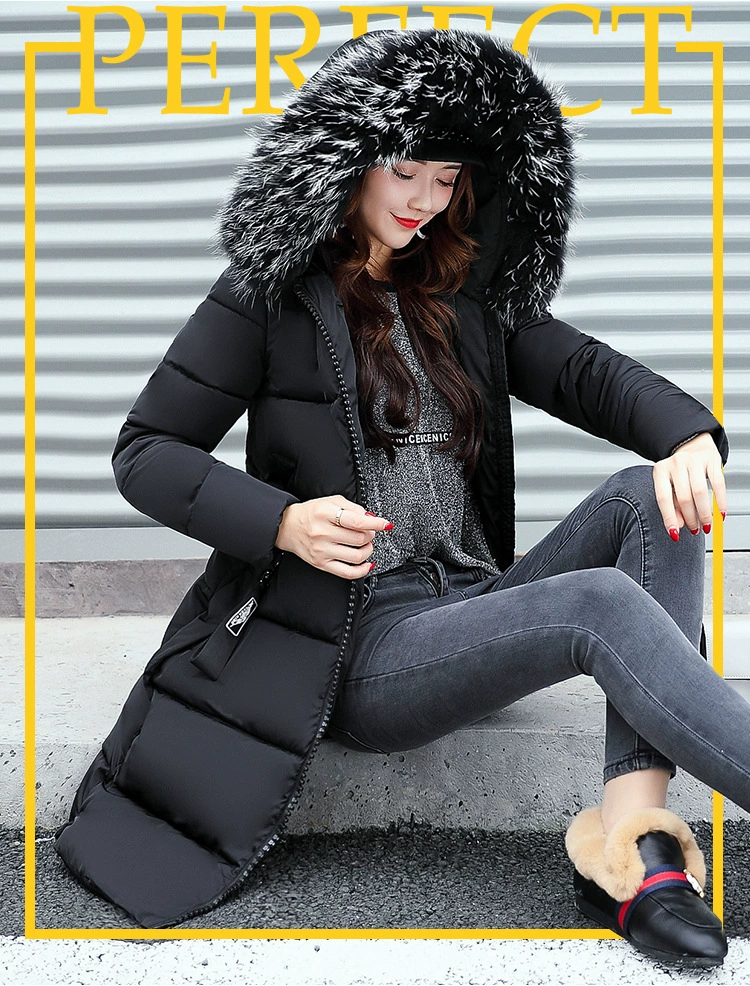 Cotton Young Women 's Clothing Jacket Coat New 2021 Autumn and Winter Long Padded Hooded Large Fur Collar Down Thick Parkas long puffa coat