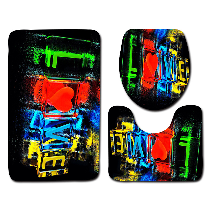 Serie europea y americana Día de San Valentín baño aseo piso estera 3 piezas conjunto Amazon deseo suministro de entrega de una sola pieza