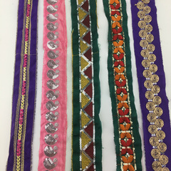 廠家直銷 彩色新款中式外貿貨源DIY刺繡珠片花邊民族風織帶輔料