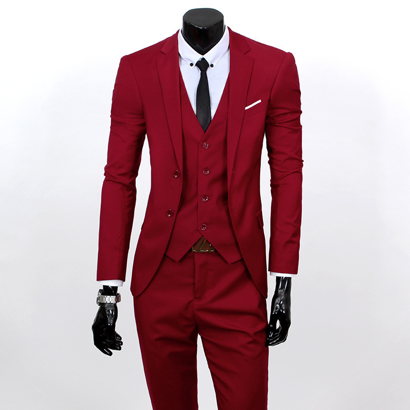 Autumn 2019 New Men's Business Wear Fashion New Men's Wedding Suit Three-piece Slim-fit Youth Suit
