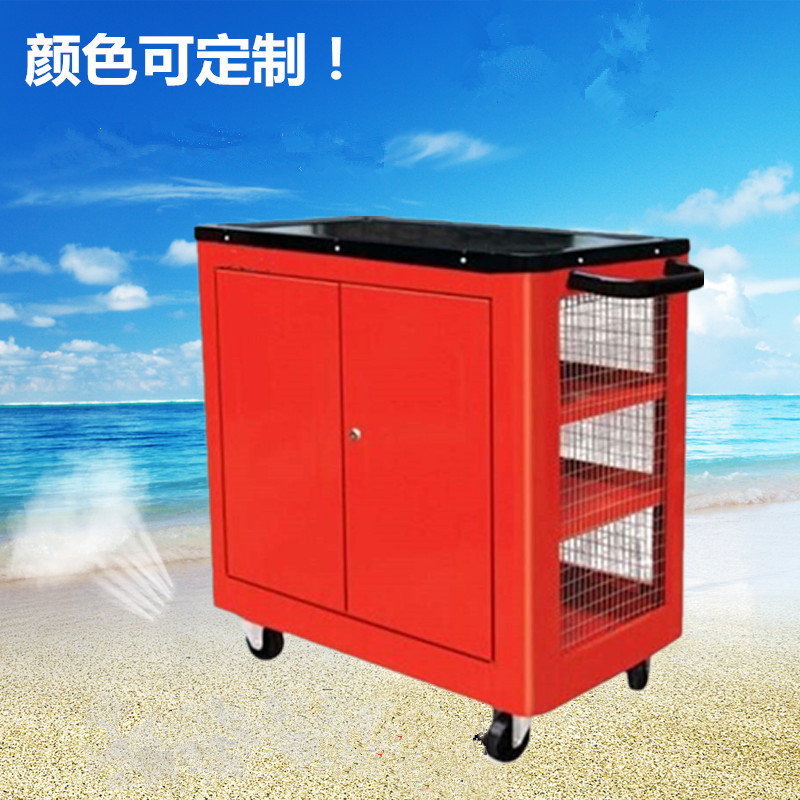 厂家直销双开门带锁手推工具车 车间周转箱 汽保工具柜 带轮子