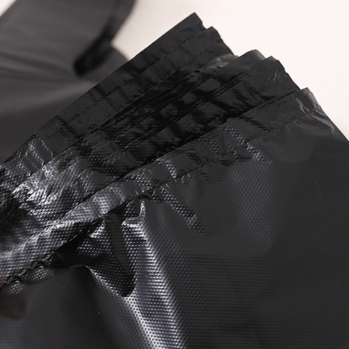 Portable garbage bag vest style medium and large plastic black shopping bag household catering food packaging bag