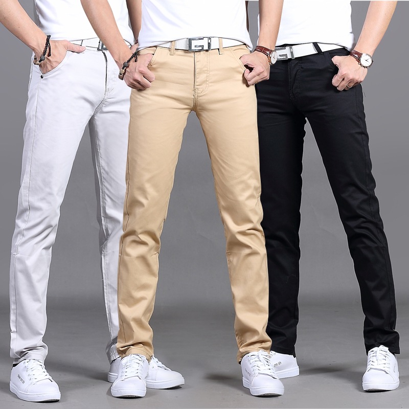 2020 pantalones casuales de otoño e invierno para hombres pantalones casuales de estilo coreano slim fit para hombres pantalones casuales rectos de cintura media para hombres pantalones de hombre al por mayor