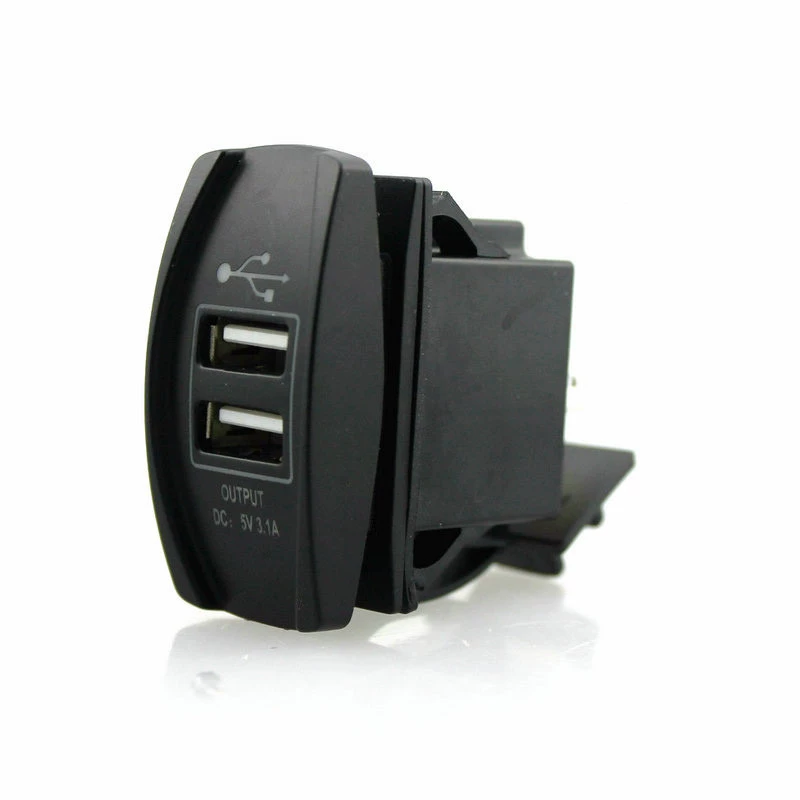Автомобильная зарядка с квадратным креплением 12-24 В, с двумя USB-портами, с синим светом, 3100 мА, зарядка 5S 6S
