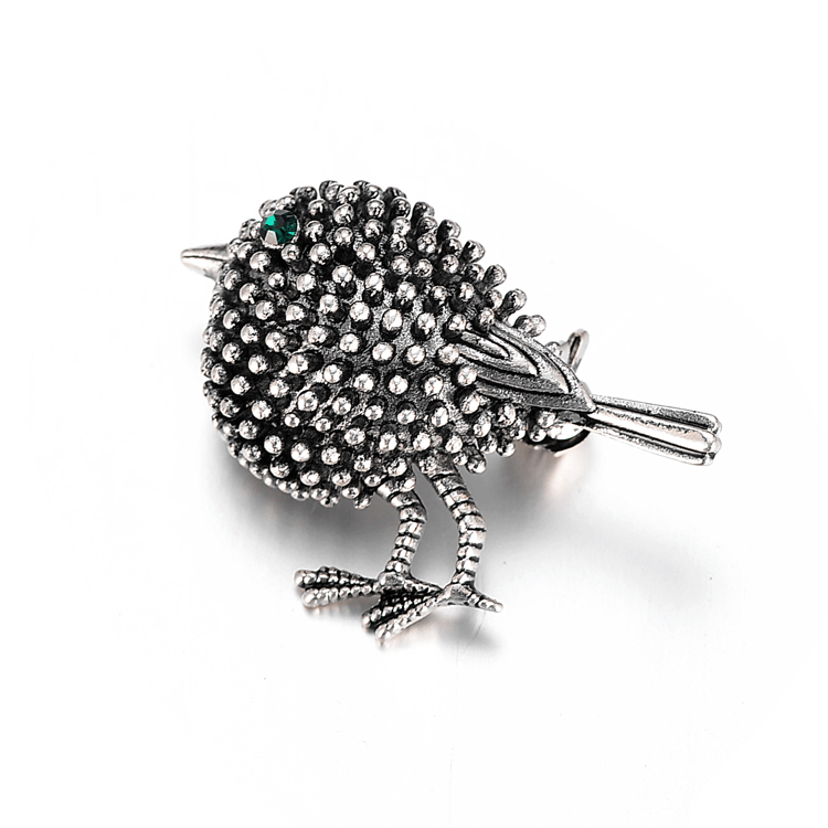 Retro Bird Diamond Brooch Silver Vintage Pakistani Women
