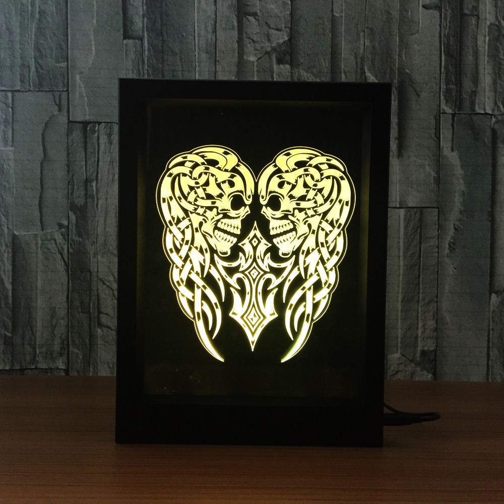 3d相框灯 创意相框灯 led相框灯惩罚面具骷髅头