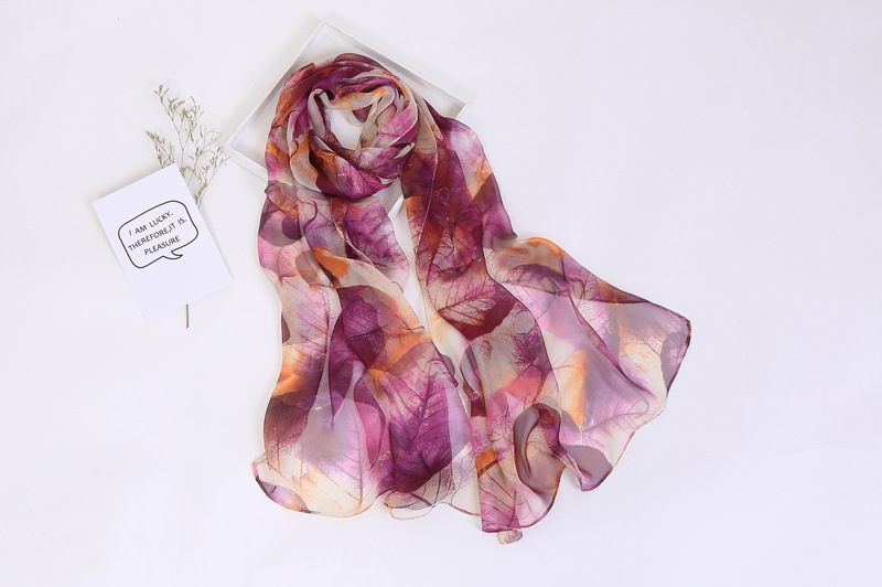 100g Weight Silk Scarf Classification Women's Elegant Color Block Flower Georgette Silk Scarves