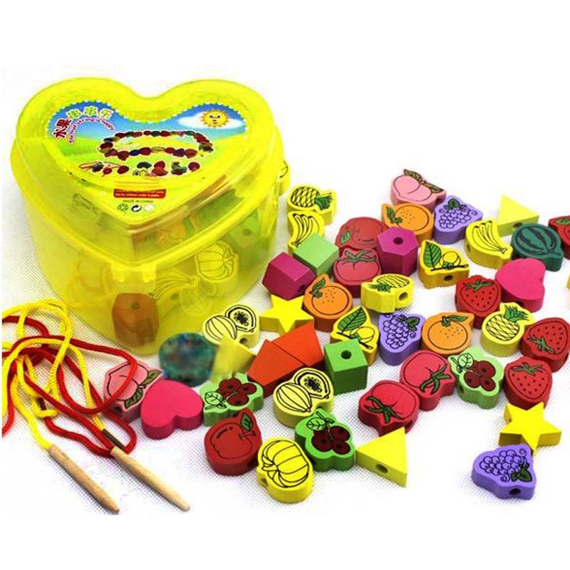 heart-shaped box-packed children Wooden beads game Parent-child interaction Manual Puzzle Educational toys