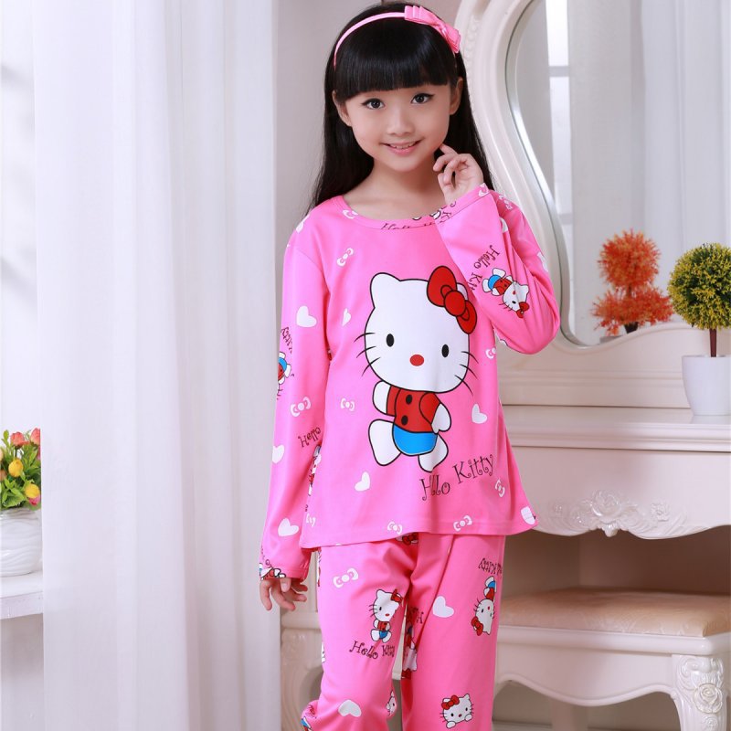 春秋季儿童睡衣男女童长袖薄款牛奶丝可爱卡通动漫家居服一件代发