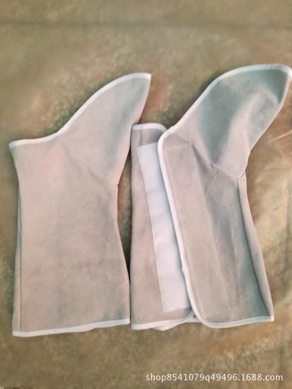 灰色牛二层皮革电焊防护脚套电焊护腿防护用品防火花焊工脚套批发