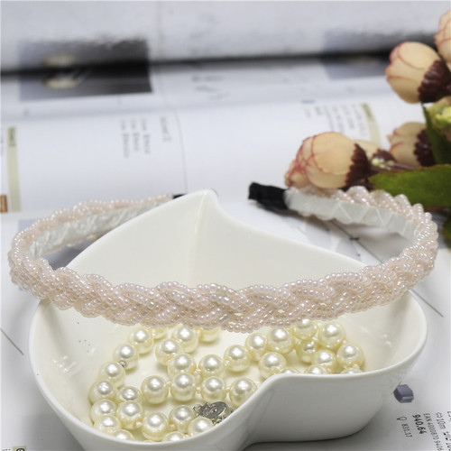 Korean style beaded twist braided headband, thin pearl wide headband, fashion new exquisite hair accessories and headband batch