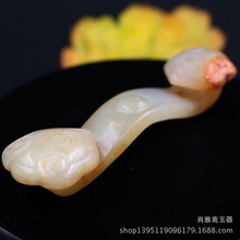 古玩杂项仿古玉仿古岫玉雪花玉汉白玉摆件把件精雕工艺品太阳如意