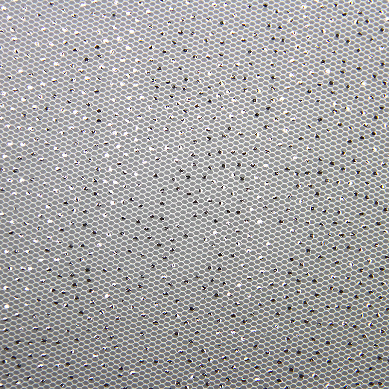 全涤纶30A六角网布烫银满天小点点  银色点点网纱面料 现货烫金款