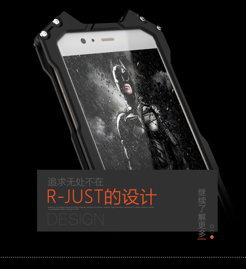 R-Just Batman Shockproof Aluminum Shell Metal Case with Custom Batarang Stent for Huawei P10 & Huawei P10 Plus