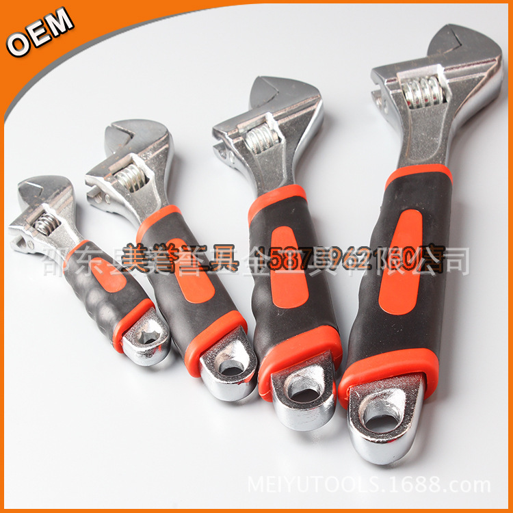 工厂大量生产锻打8寸10寸12寸套柄镀镍镀铬 活动扳手 活络扳手