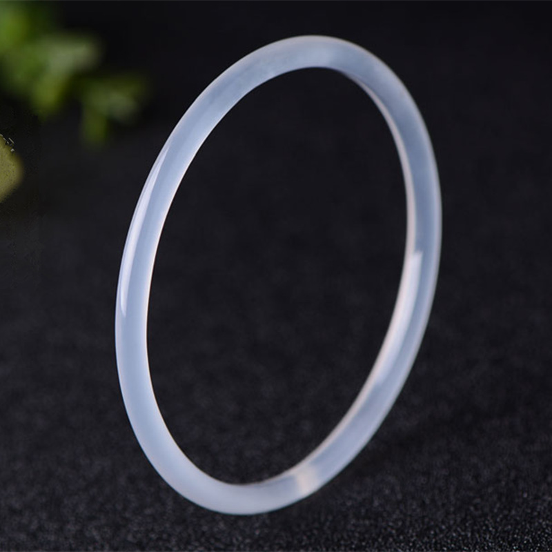 天然白色玛瑙手镯 原色纤纤细镯女饰品手环线绒玉髓细手镯|ms