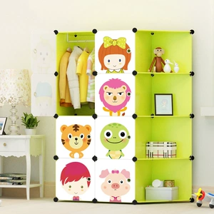 Children Plastic Assemble Wardrobe with Card Slot, Fits for CD, Stationery, Bags, Toys, Animals, Headphones, Clothes