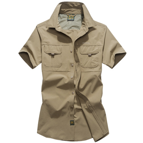 Outdoor elastic quick-drying shirt for men waterproof large size mountaineering clothing tactical military short-sleeved shirt trendy 102-1