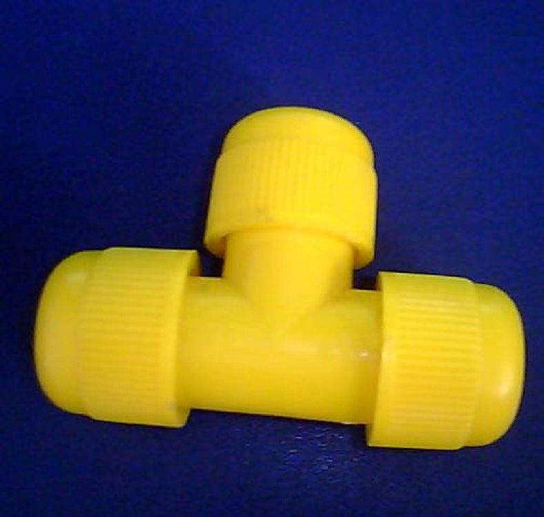 φ16mm-三通-T通-沼气配件-接头-塑料管件-管路连接-黄色-速接