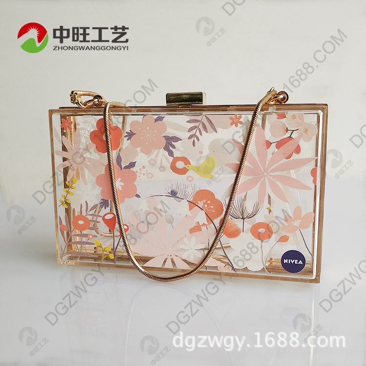 时尚印花亚克力包包  双面UV印刷透明有机玻璃包 可图案加工