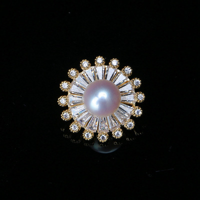 韩版精致花卉胸花领针 男女通用年终礼品高档淡水珍珠领针批发|ms