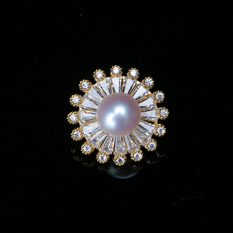 韩版精致花卉胸花领针 男女通用年终礼品高档淡水珍珠领针批发|ms