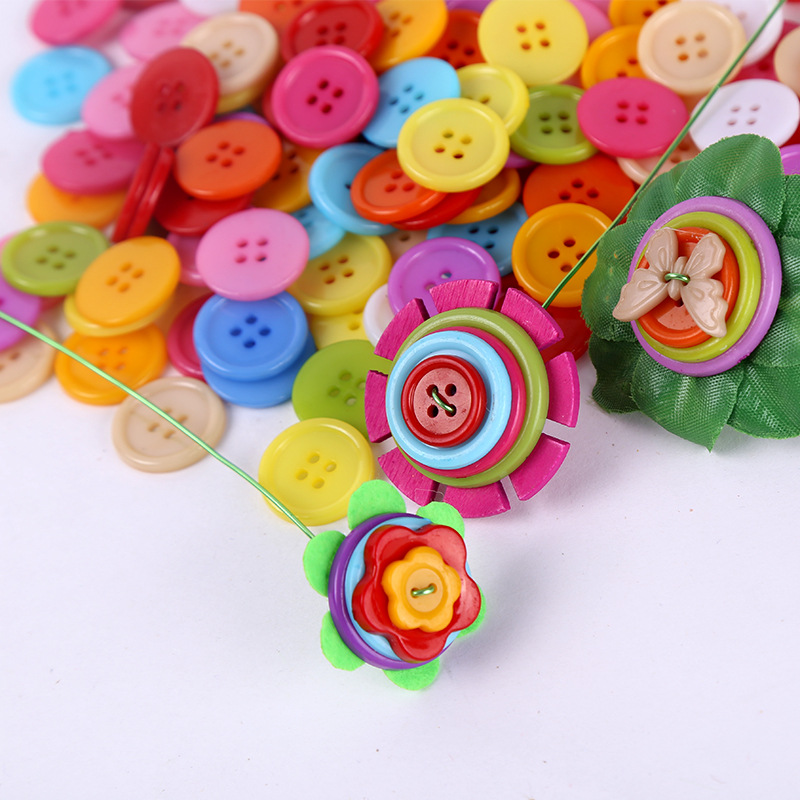 儿童手工塑料扣子diy制作玩偶配件纽扣画彩色无图案纽扣子