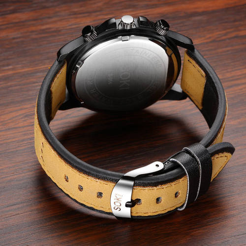 SOKI Sports Men's Quartz Fashion Belt Military Watch Student Calendar Amazon FBA Manufacturer