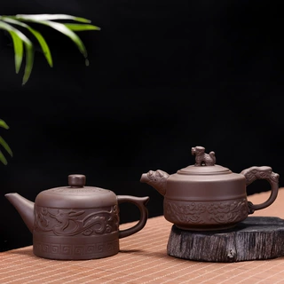 复古陶瓷茶壶创意原矿朱泥功夫茶具紫砂壶批发
