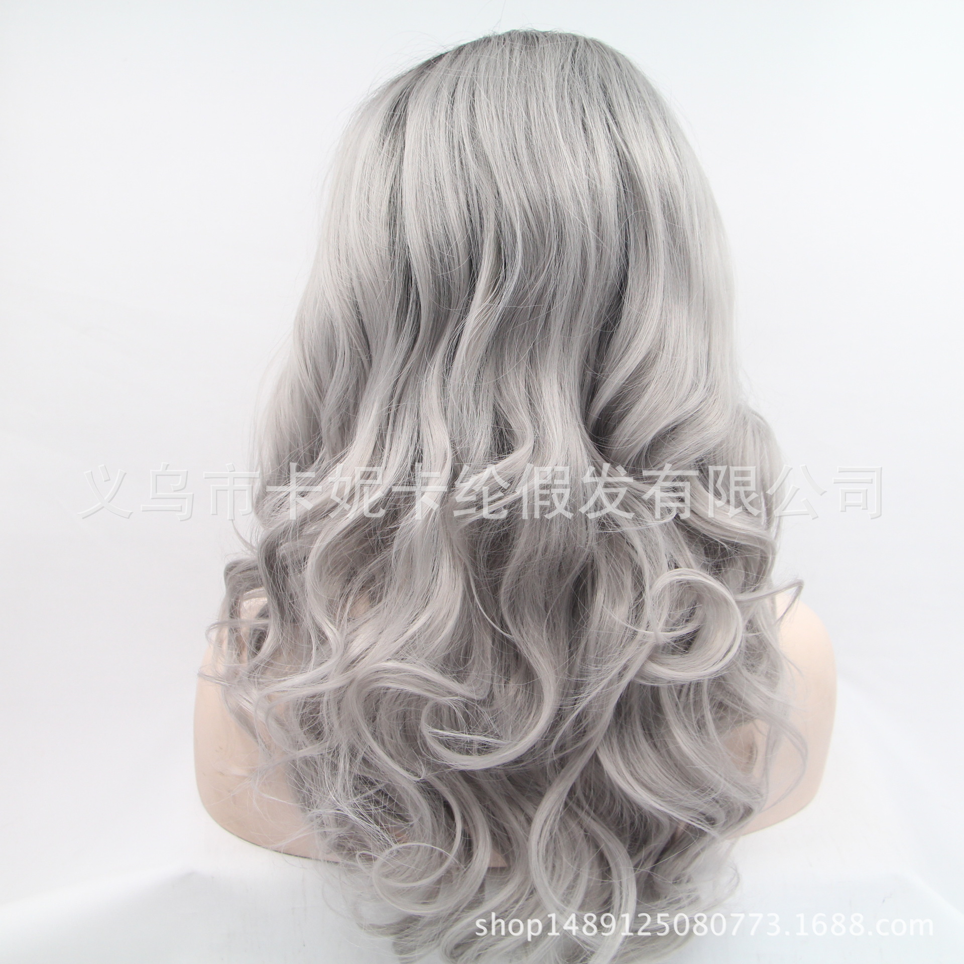 NEWLOOK Venta de pelucas de cabello rizado gris negro peluca de encaje peluca de enseñanza