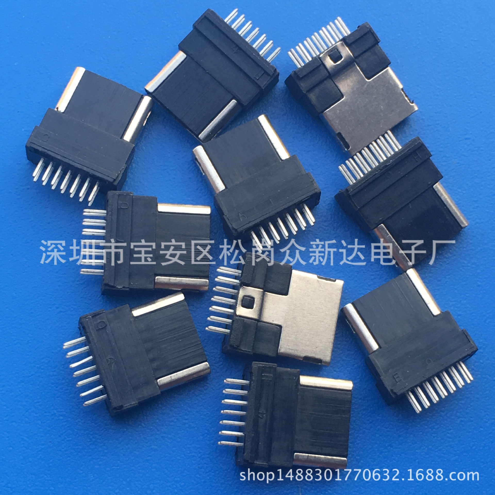 三星14P公头-半包/全塑 夹板 焊板MINI USB 14Pin公头焊线/双排针