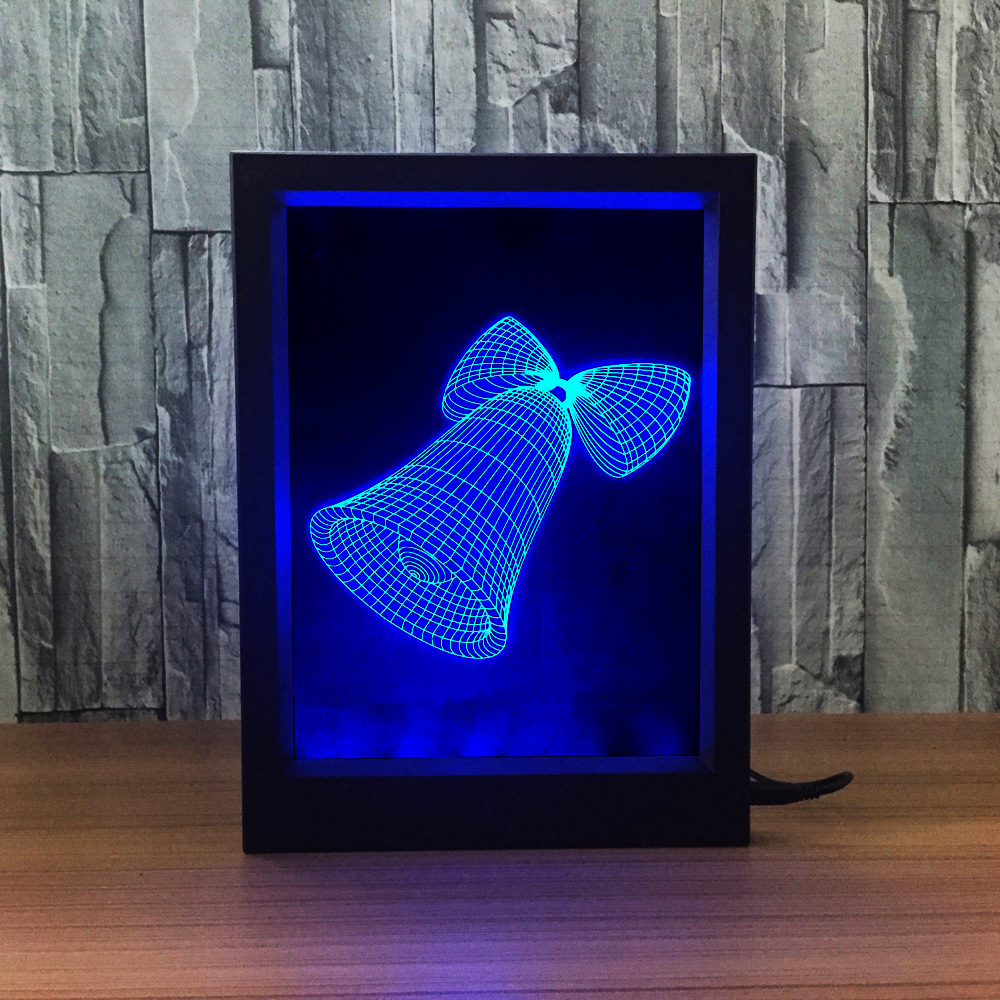 圣诞老人3D相框灯小夜灯 七彩触控遥控LED视觉灯