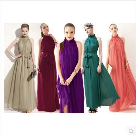 Bohemian Long Dress Goddess Neck Stand Collar Chiffon Dress Super Long Dress Skirt