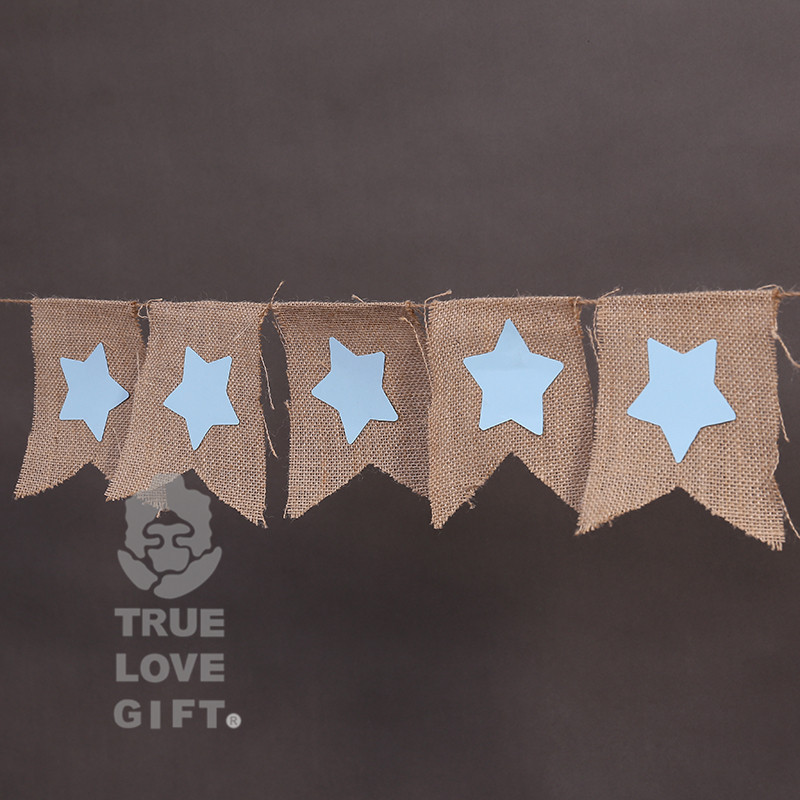 新款婚庆派对用品 创意DIY麻布爱心三角旗 生日拉旗摄影道具批发|ru