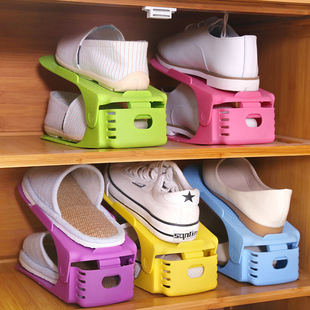 Двойная настройка регулировки организационной пластиковой стойки для обуви простые и утолщенные все -в одном обувном кронштейне дома творческая стойка для хранения DIY
