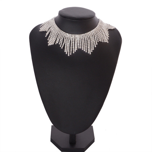 NL2042 European and American fashion accessories European version of popular neck restraint element necklace tassel diamond choker alloy necklace