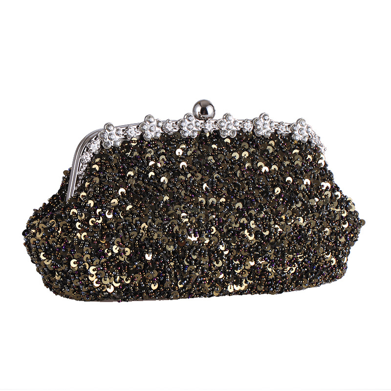 New Diamond-studded Sequins Handbags Gorgeous Big Red Bride Gift Gold Bag Retro Bag display picture 35