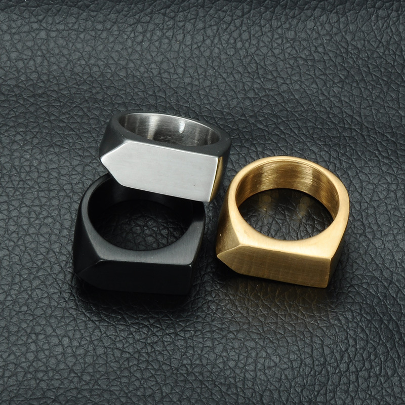 Simple Fashion Solid Color Stainless Steel Geometric Ring Wholesale Nihaojewelry display picture 7