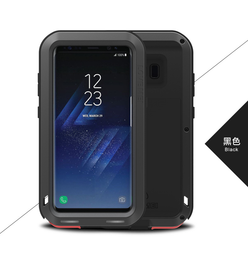 LOVE MEI Powerful Water Resistant Shockproof Dust/Dirt/Snow Proof Aluminum Metal Outdoor Heavy Duty Case Cover for Samsung Galaxy S8 & Samsung Galaxy S8 Plus
