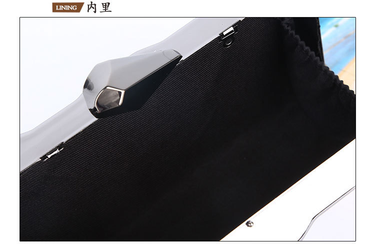 330g Weight Buckle Closure Type Single Shoulder Strap Strap Type Evening Bag Bags Type Solid Color Pattern Fashion Style Gold, Silver, Black Color Small Size Pure Color New Dinner Bag Rhombus Iron Box Evening Bag Evening Clutch Bag 7