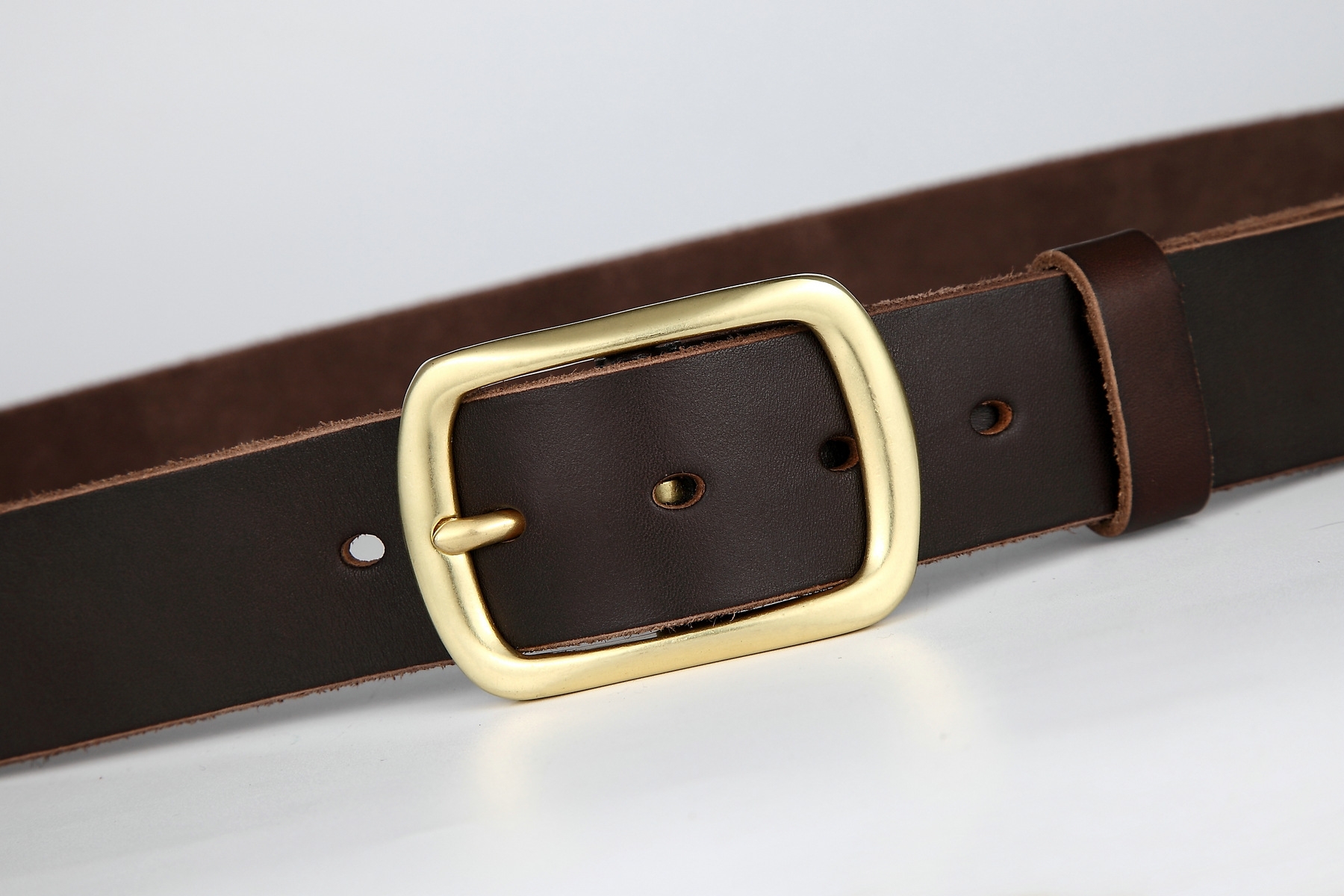 Minimalistische leren riem voor heren retro echt leer koeienhuid_voghion.com