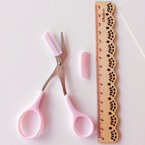 Korean eyebrow trimming tool, eyebrow trimming scissors set, beauty scissors, small scissors with eyebrow comb, Korean insert card packaging