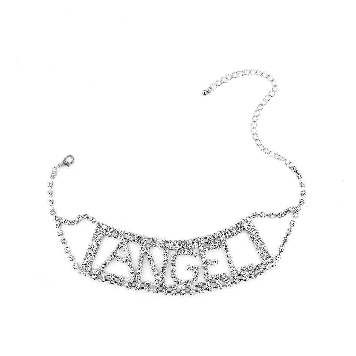 Punk Exaggerated Super Flash Necklace With Diamonds Lettering Thin Necklace Wholesale display picture 4