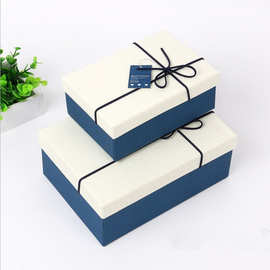 厂商直供蓝色围巾包装盒长方形包装盒蝴蝶结礼品盒纸盒可定制批发
